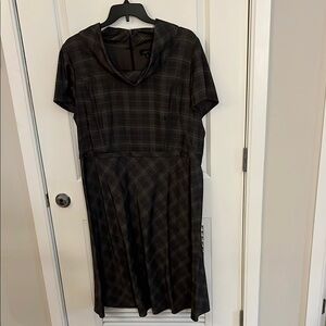 Elegant Grey Plaid Dress